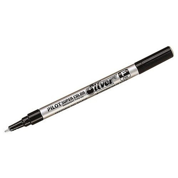 Pilot 605512 Super Color Silver Permanent Marker Fine 3.0mm Box of 12