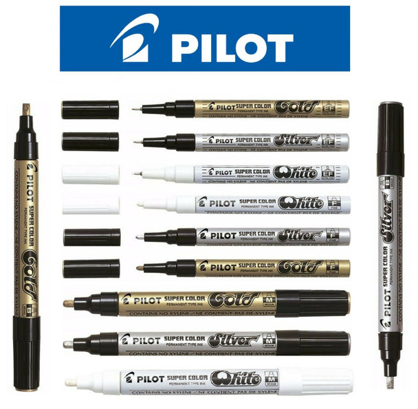 Pilot 605512 Super Color Silver Permanent Marker Fine 3.0mm Box of 12