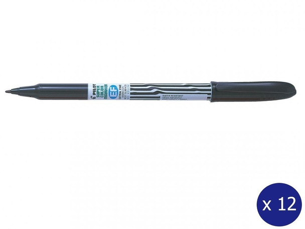 Pilot Super Colour Permanent Marker Extra Fine Black Box of 12