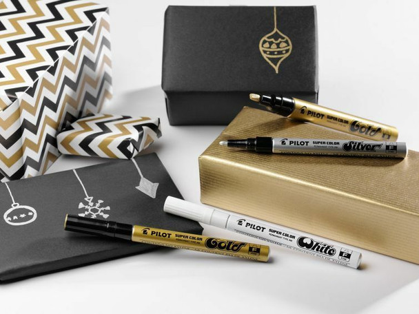 Pilot Super Colour Permanent Marker Bullet Fine Metallic Gold Box of 12