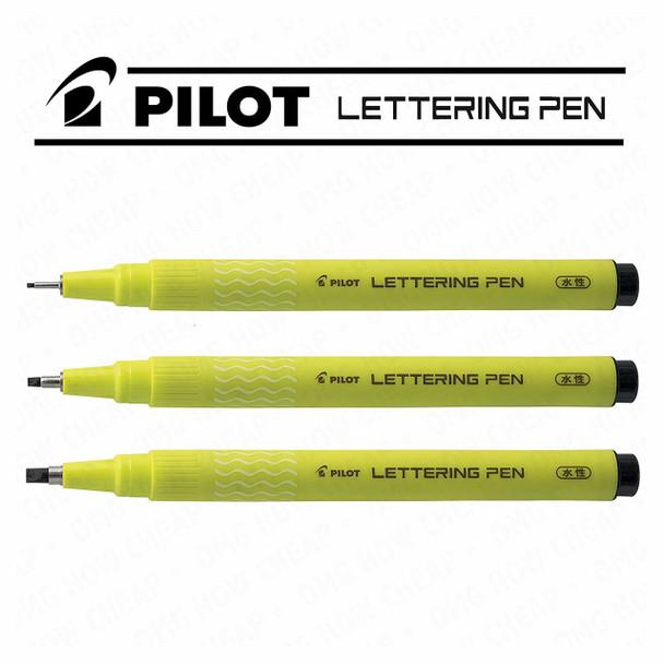 Pilot Lettering Pen Black Assorted Nibs Wallet of 3