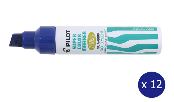 Pilot Super Colour Permanent Marker Chisel Jumbo Blue Box of 12