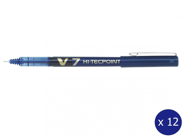 Pilot Hi-Tecpoint V7 Liquid Ink Rollerball 0.7mm Blue Box of 12