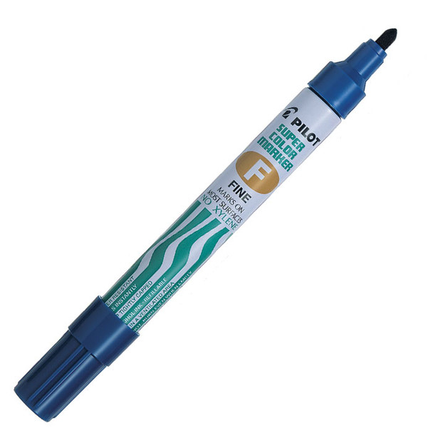 Pilot Super Colour Fine Blue Permanent Marker Bullet Box of 12