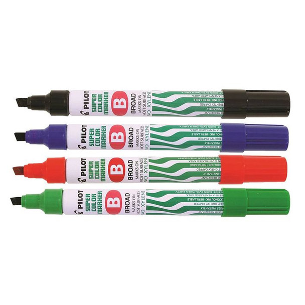 Pilot Super Colour Chisel Broad Red Permanent Marker Box of 12