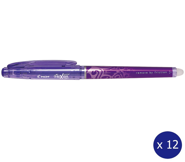 Pilot bl-frp5-v Frixion Point 0.5mm Erasable Gel Ink Pen Violet Box 12 | It's A Mega Thing