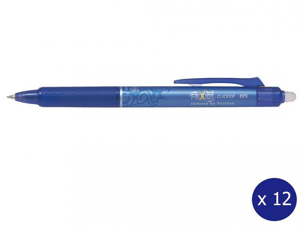 Pilot blrt-fr5-l Frixion Clicker 0.5mm Retractable Erasable Gel Rollerball Blue Box 12 | It's A Mega Thing