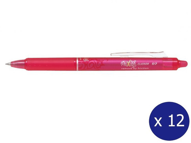 Pilot blrt-fr7-p Frixion Clicker 0.7mm Retractable Erasable Gel Rollerball Pink Box 12 | It's A Mega Thing
