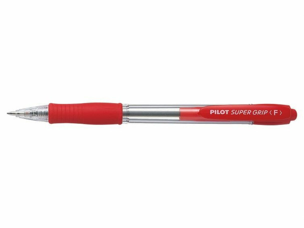 Pilot Super Grip Red Retractable Ballpoint Pen Fine Box of 12