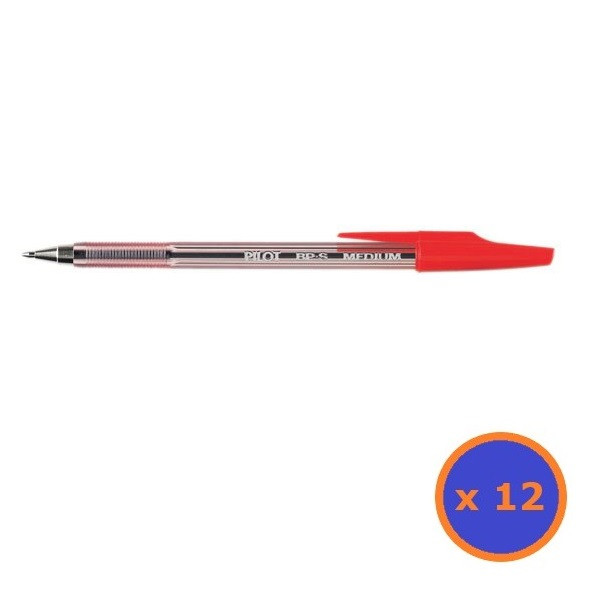 Pilot BP-S The Better Ballpoint Stick Pen Medium Red Box of 12