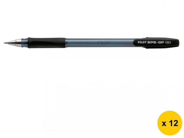 Pilot BPS-GP The Ballpoint Stick Grip Pen Medium Black Box of 12