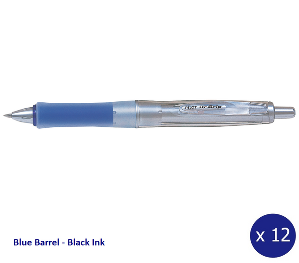 Pilot Dr Grip Advance Retractable Ballpoint Pen Medium Blue Barrel Black Ink Box of 12