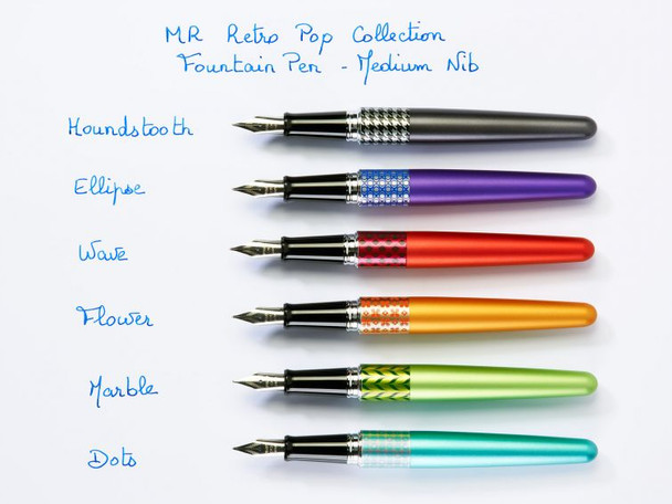 Pilot Fountain Pen MR3 Retro Pop Medium Nib Aqua Dots Barrel