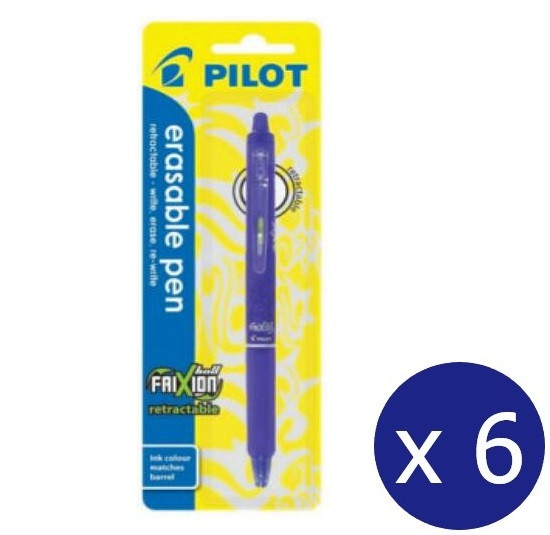 Pilot FriXion Clicker Erasable Retractable Gel Pen Fine Blue Pack of 6