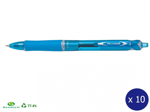 Pilot BegreeN Acroball Retractable Ballpoint Pen Medium Light Blue Box of 10