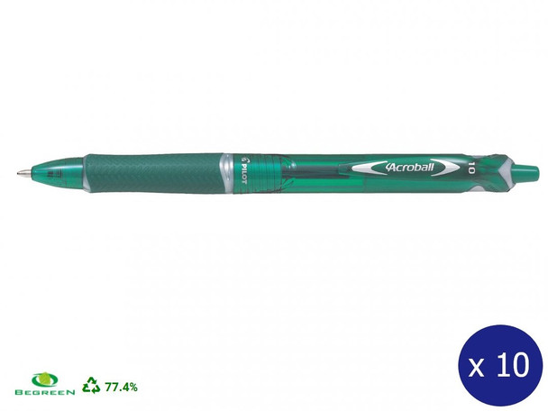 Pilot BegreeN Acroball Retractable Ballpoint Pen Medium Green Box of 10