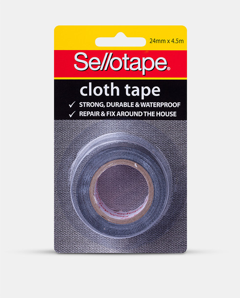 Sellotape Cloth Tape 24mm x 4.5m Black Pack of 6 Hangsell