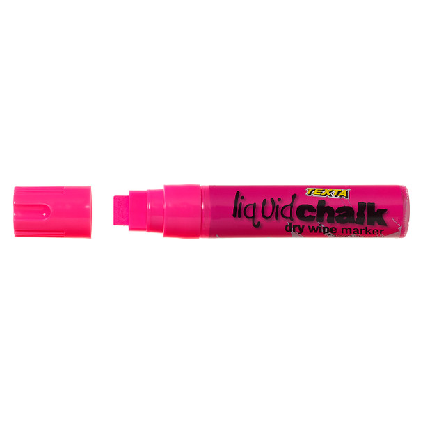 Texta #0388030 Jumbo Liquid Chalk Marker Dry Wipe Chisel Pink - Pack 1 | Mega Office Supplies