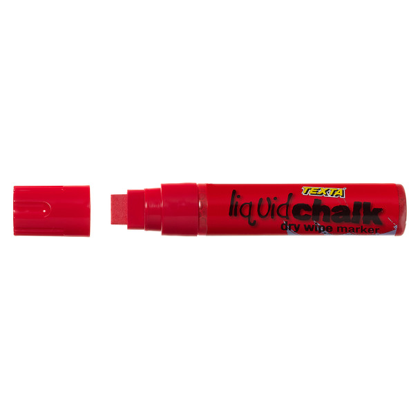 Texta #0388090 Jumbo Liquid Chalk Marker Dry Wipe Chisel Red - Pack 1 | Mega Office Supplies