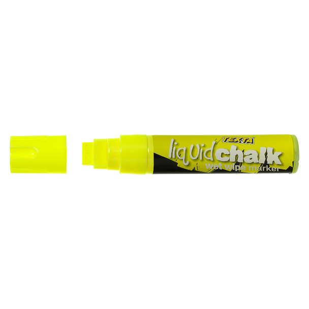 Texta #0388180 Jumbo Liquid Chalk Marker Wet Wipe Chisel 15mm Yellow - Pack 1 | Mega Office Supplies