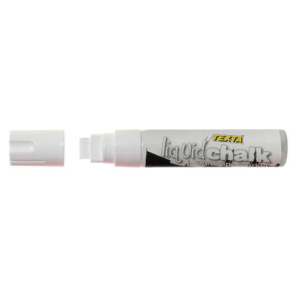 Texta #0388220 Jumbo Liquid Chalk Marker Wet Wipe Chisel 15mm White - Pack 1 | Mega Office Supplies