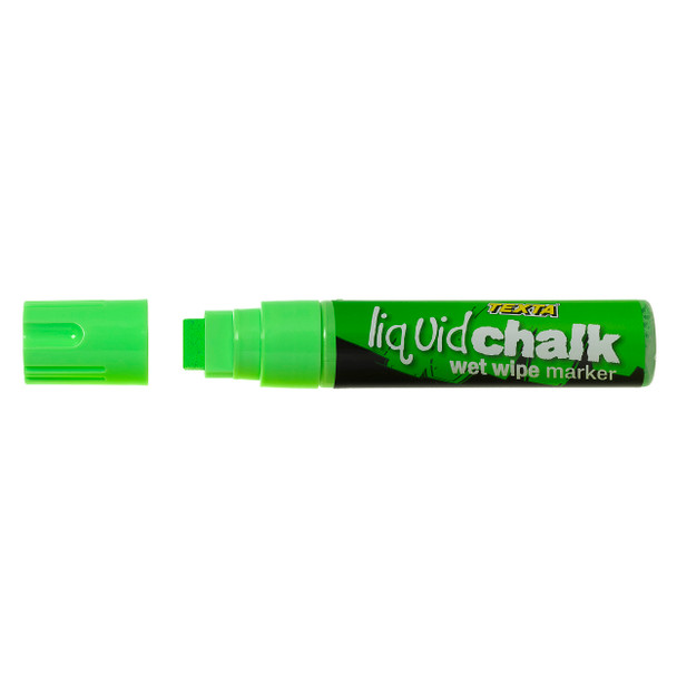 Texta #0388210 Jumbo Liquid Chalk Marker Wet Wipe Chisel 15mm Green - Pack 1 | Mega Office Supplies