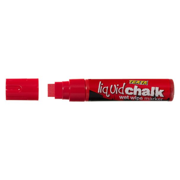 Texta #0388250 Jumbo Liquid Chalk Marker Wet Wipe Chisel 15mm Red - Pack 1 | Mega Office Supplies