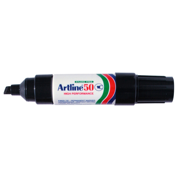 Artline Chisel Nib Black 105001 50 Permanent Marker 6mm Box 12 | Mega Office Supplies
