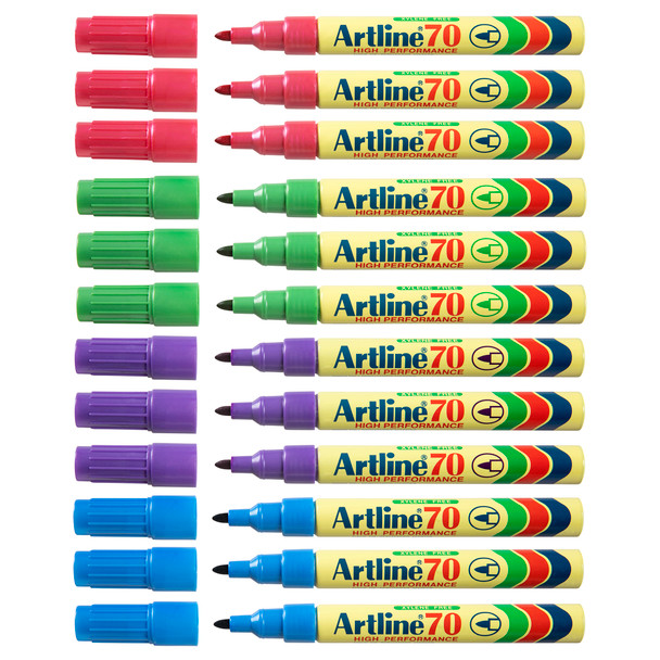Artline 1.5mm Bullet Nib Brights Asst 107044 70 Permanent Marker Box12 | Mega Office Supplies