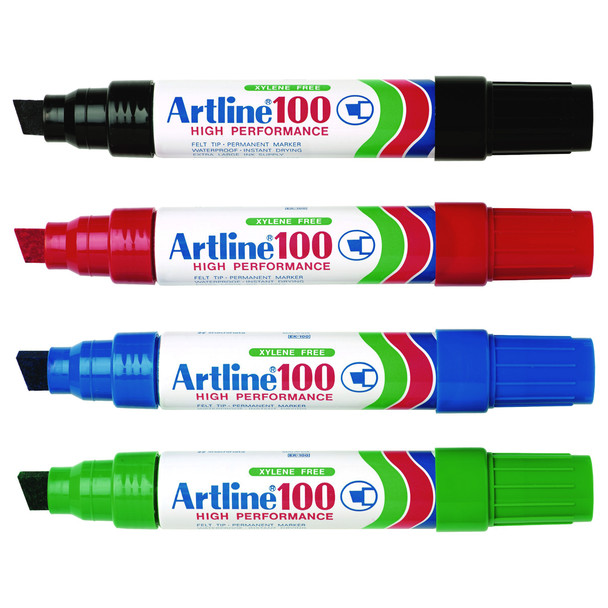 Artline Assorted 110041 100 Permanent Marker 12mm Chisel Nib Box 6 | Mega Office Supplies