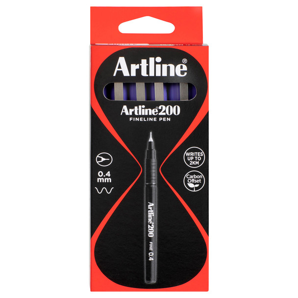 Artline 120006 200 Fineliner Pen 0.4mm Purple Box of 12 | Mega Office Supplies