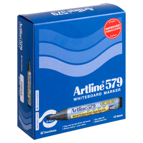 Artline 579 Whiteboard Marker 5mm Chisel Nib Purple 157906 Box 12 | Mega Office Supplies