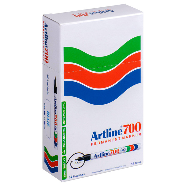 Artline 700 Permanent Marker 0.7mm Bullet Nib Blue 170003 Box 12 | Mega Office Supplies