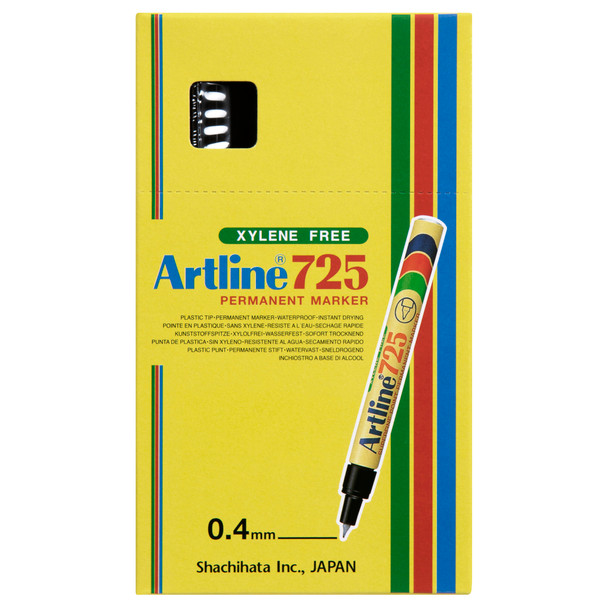 Artline 172501 725 Permanent Marker 0.4mm Plastic Nib Black Box 12 | Mega Office Supplies
