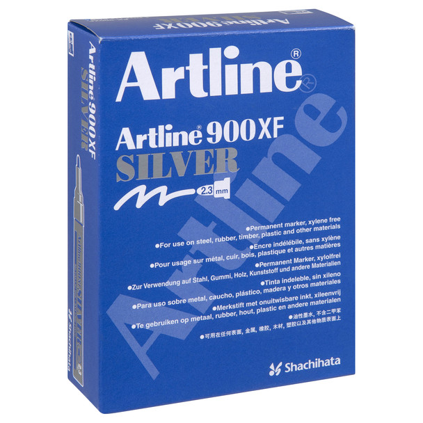 Artline 900 Metallic Permanent 2.3mm Bullet Nib Silver 190032 Box 12 | Mega Office Supplies