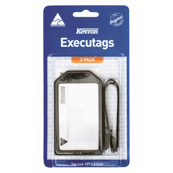 Kevron ID24 Executag 107 x 61mm Black Pack of 2