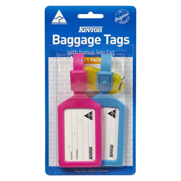 Kevron Travel Pack with 2 ID25 Baggage Tags and Bonus ID5 Key Tag Pack of 3