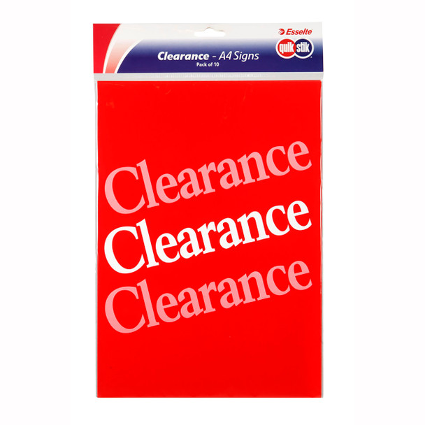 QuikStik Sign A4 Clearance Pack of 10