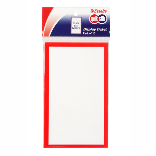 QuikStik Display Tickets Plain with Red Border Pack of 10