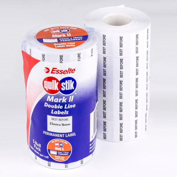 QuikStik Pricing Gun Labels Mark II Permanent Best Before Pack of 5 Rolls