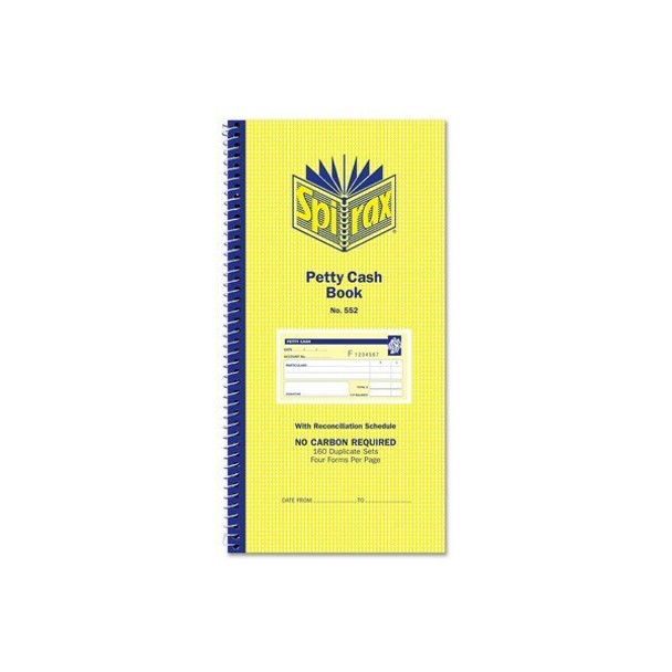 Spirax #55229 Carbonless 552 Petty Cash Book 279x144mm 160 Duplicate Sets - Spirax, Spirax Australia, spirax notebook, spirax exercise book, spirax notepad, spirax graph book, spirax sketch book, spirax memo book, spirax pocket notebook, spirax polypropylene | It's A Mega Thing