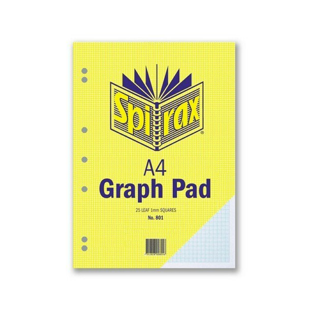 Spirax #56082 801 Graph Pad 1mm Grid A4 25 Leaf 297x210mm - Spirax, Spirax Australia, spirax notebook, spirax exercise book, spirax notepad, spirax graph book, spirax sketch book, spirax memo book, spirax pocket notebook | It's A Mega Thing