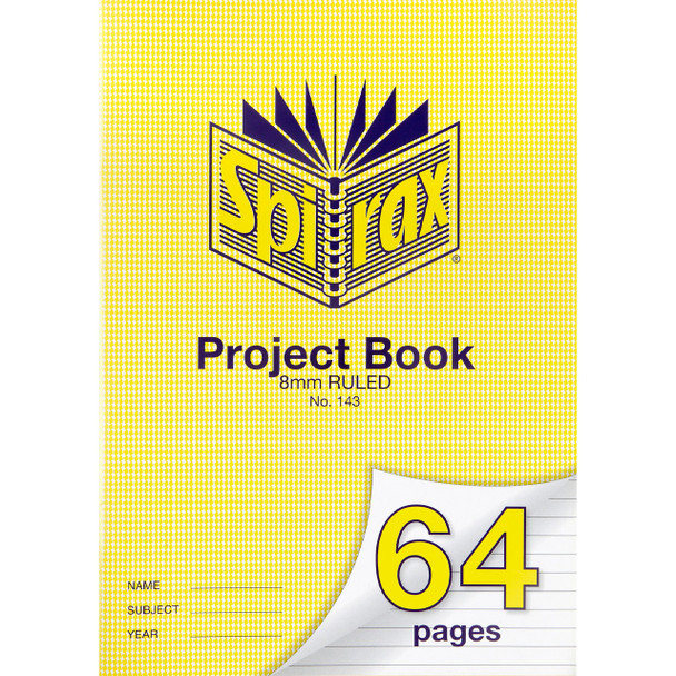 Spirax 143 Project Book A4 64 Page 8mm Ruled