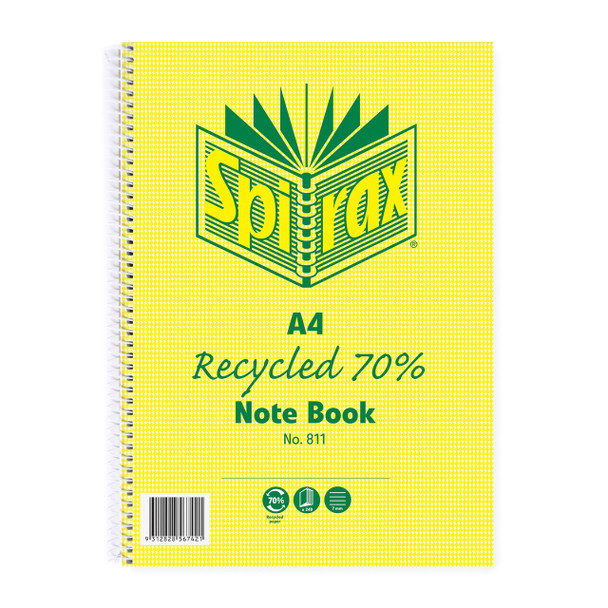 Spirax #56801 811 Recycled Notebook A4 240 Pages | Mega Office Supplies
