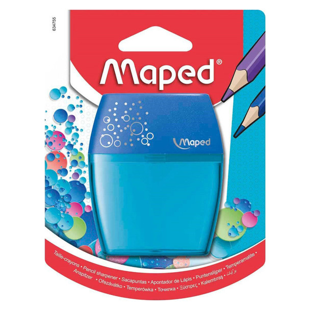 Maped Shaker 2-Hole Sharpener Blue Pink Turquoise Hangsell
