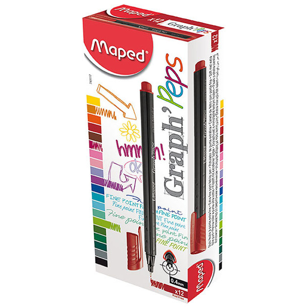 Maped #8749117 Graph'Peps Fineliner Red Kiss - Box12 - Maped Sharpener, Maped Document Tray, Maped Eraser, Maped Pencil | It's A Mega Thing