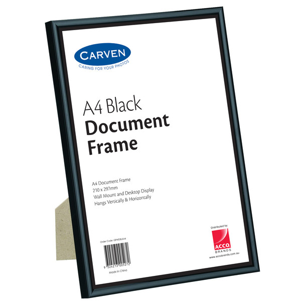 Carven QFWDBLKA4 Document Frame Black A4 | Mega Office Supplies