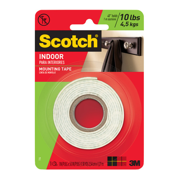 Scotch 114 Indoor Mounting Tape 2.5cm x 1.3m White