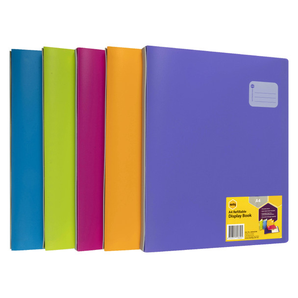 Marbig Professional Refillable A4 Display Book 20 Pocket Assorted Pack of 12
