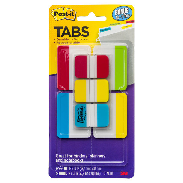 Post-it Durable Tabs Aqua Yellow Lime Red 25 x 50mm 686-VAD2